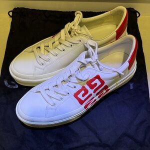 GIVENCHY CITY COURT LACE-UP SNEAKER - WHITE/RED